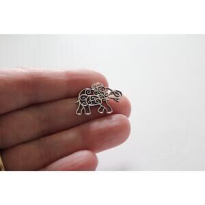 Sterling Silver Elephant Charm with Scrollwork Pendant